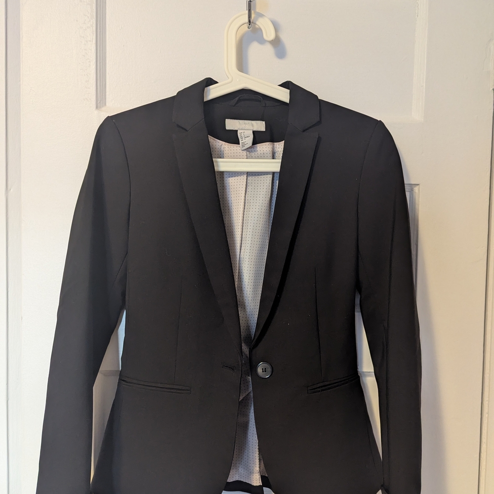H&M Black Blazer with Polka Dot Lining